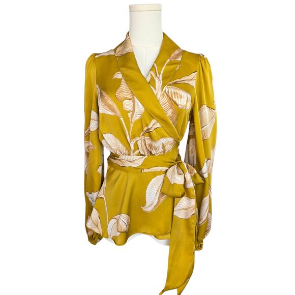 BANANA REPUBLIC Yellow Floral Wrap Blouse - Picture 2 of 6